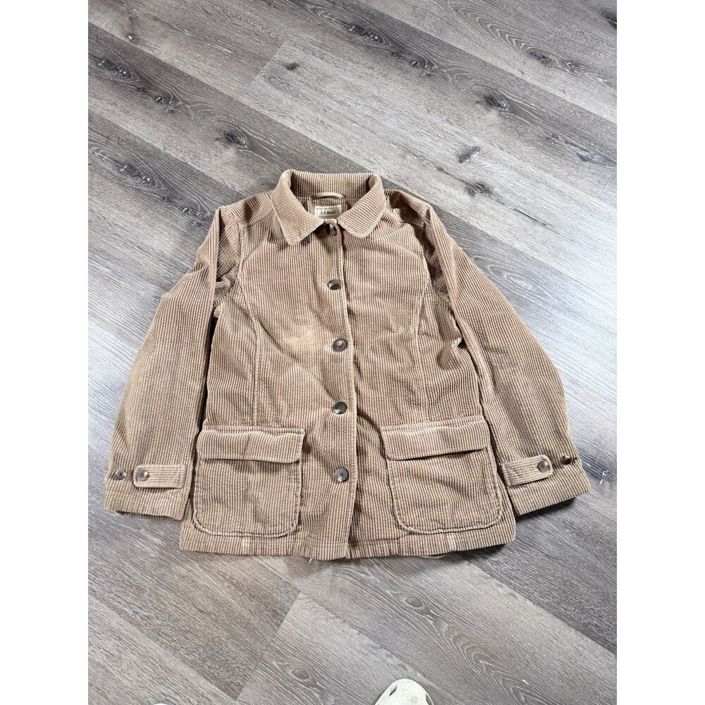 Vintage LL Bean Barn Coat Chore Jacket Women's Size Petite Medium Lined Corduroy